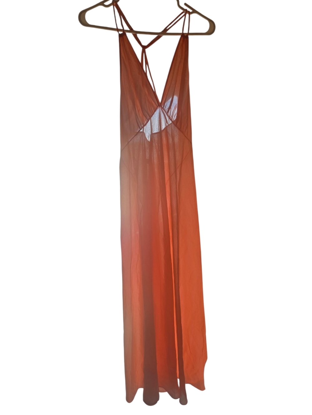 Vintage JcPenny, Sheer, Light Melon Color Maxi Slip Dress